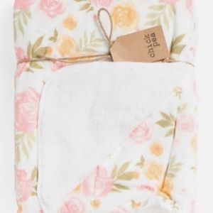 Baby crib flowered blanket..white with yellow flowers 30x40